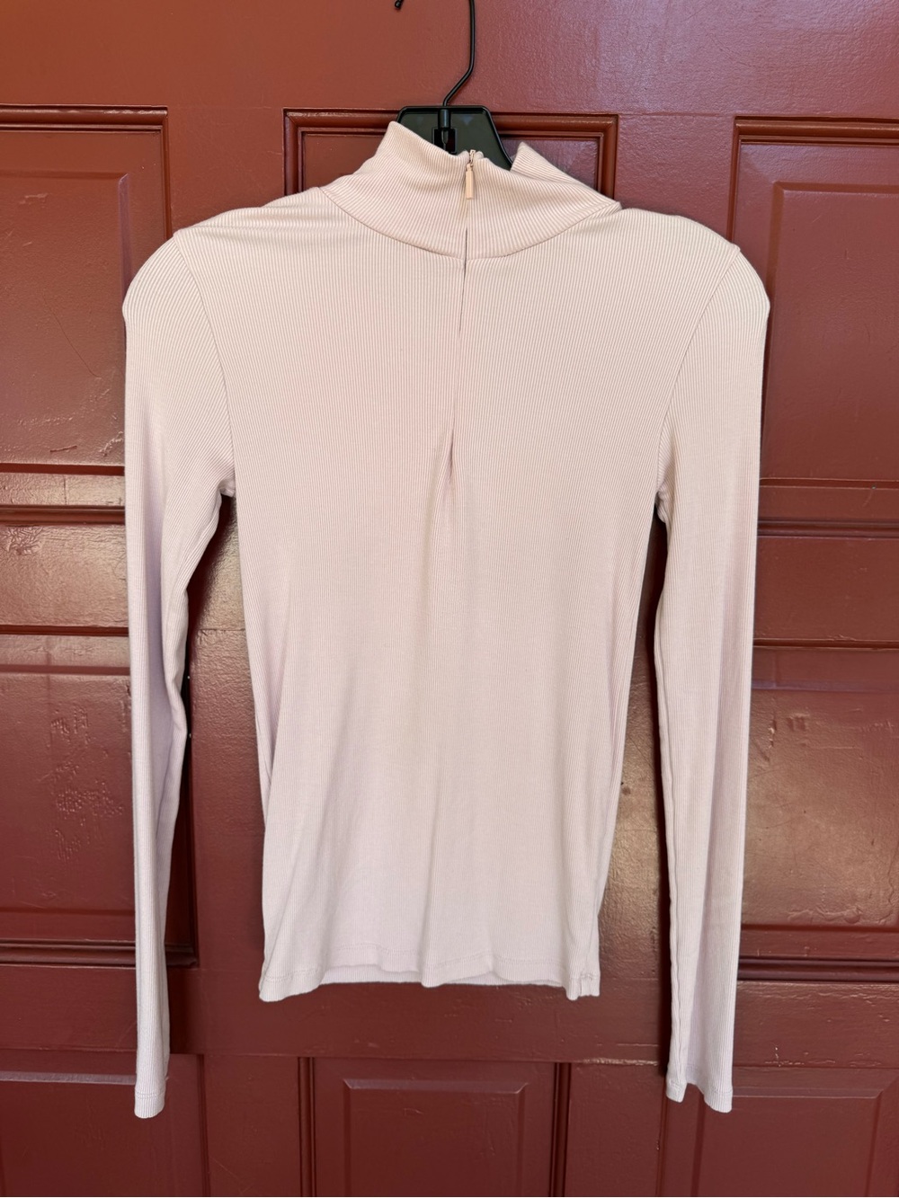 Long Sleeve half zip  Top in Light Pink